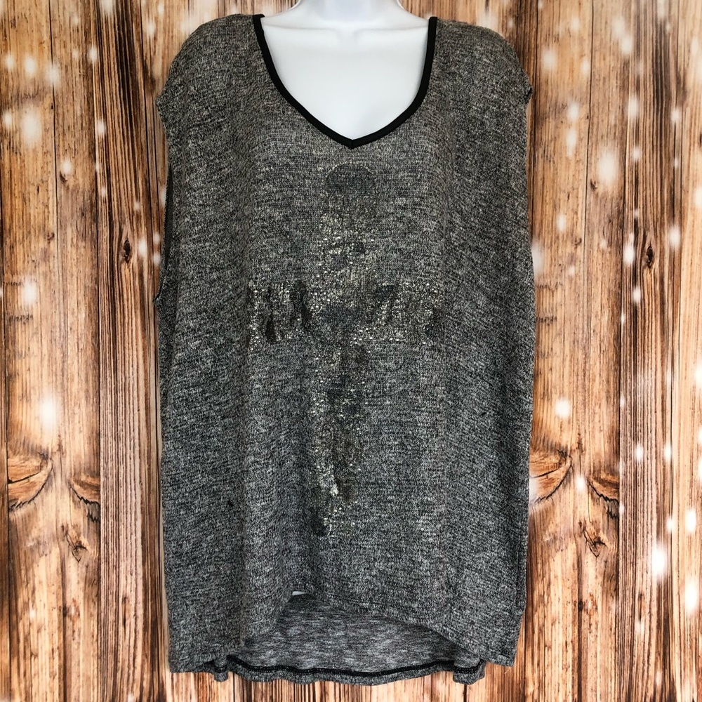 Rock and Republic Grey Silver Metallic Sleeveless Tank